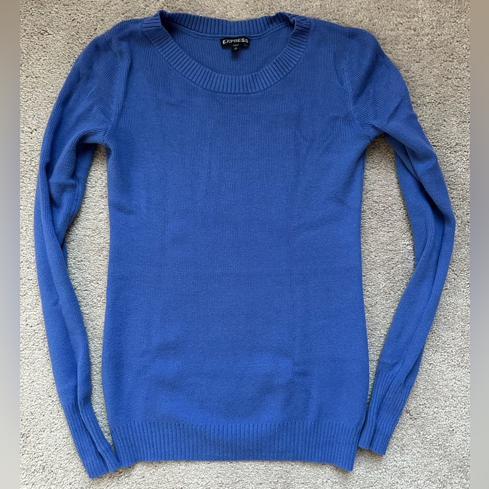 Express Women's Periwinkle Blue Crew Neck Sweater
